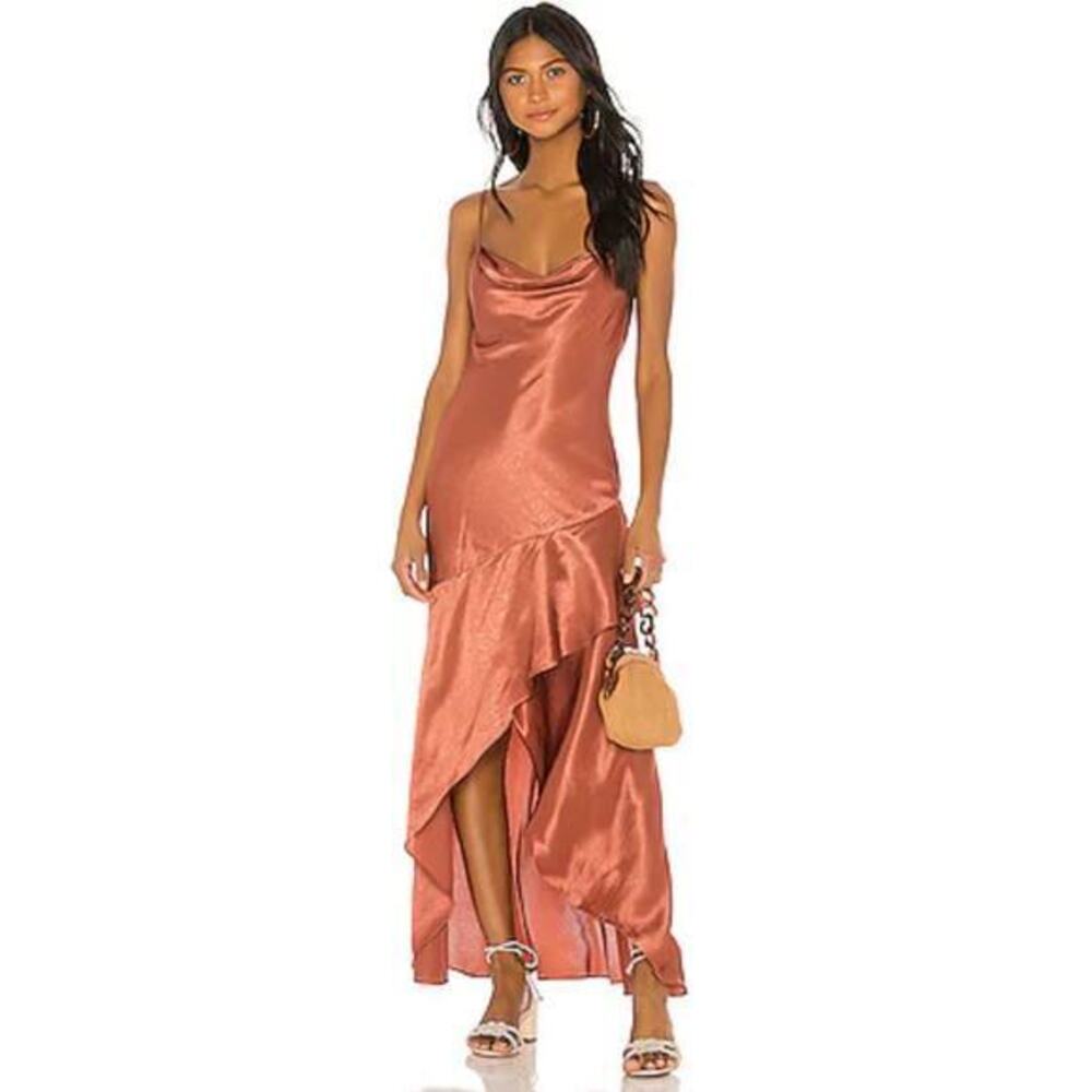 House of Harlow 1960 x Revolve Slip Dress Medium Eveline‎ satin metallic brown
